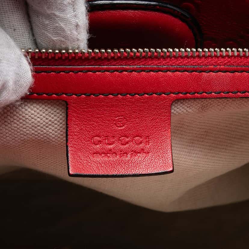 Gucci Large Guccissima Emily Shoulder Bag Red Leather Very good condition - Box View