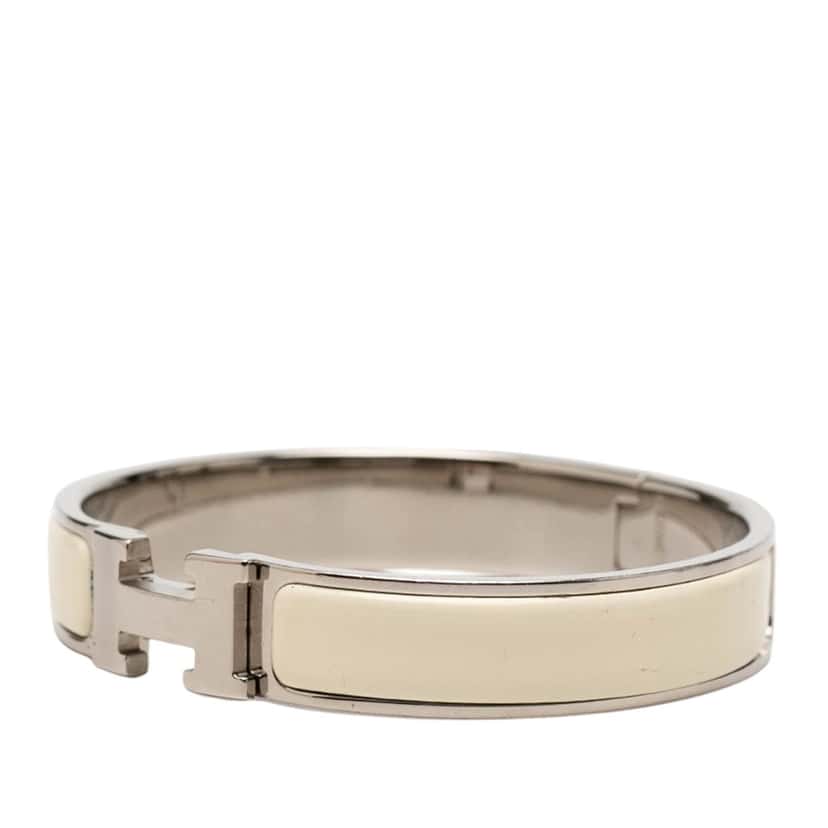 Hermès Narrow Enamel Clic H Bracelet PM White Very good condition - Back View