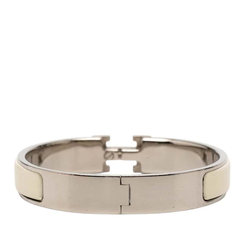 Hermès Narrow Enamel Clic H Bracelet PM White Very good condition - Inside View