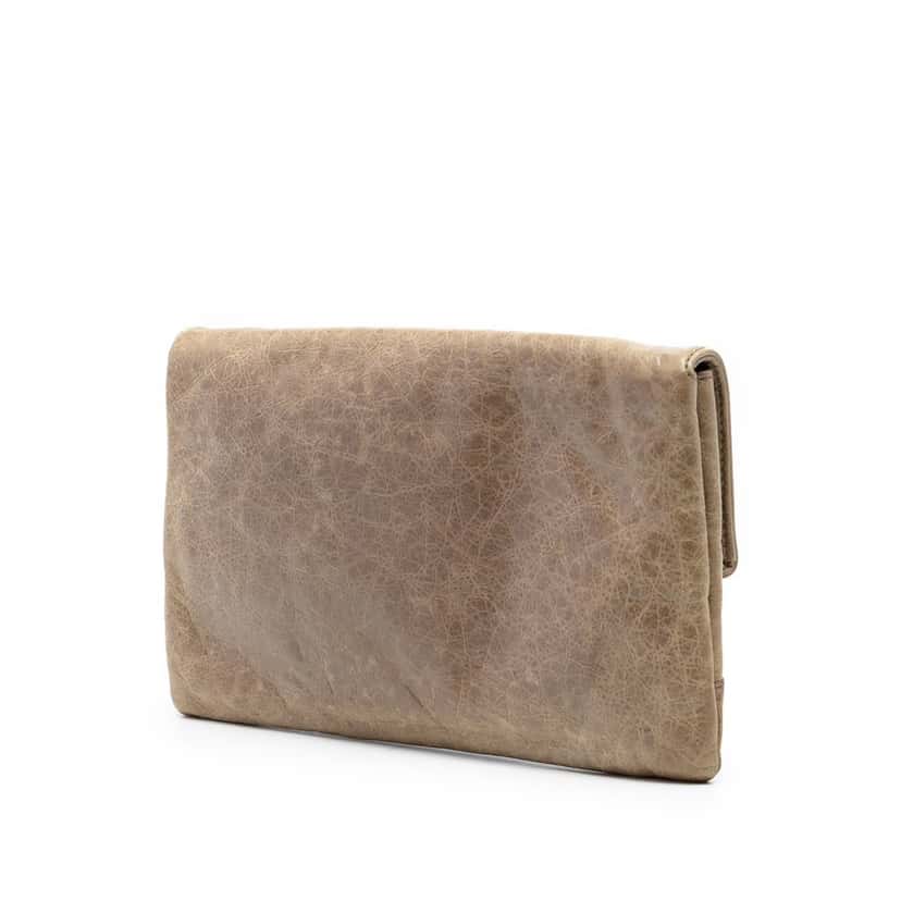Balenciaga Lambskin Motocross Giant 12 Envelope Clutch Brown Leather Very good condition - Back View
