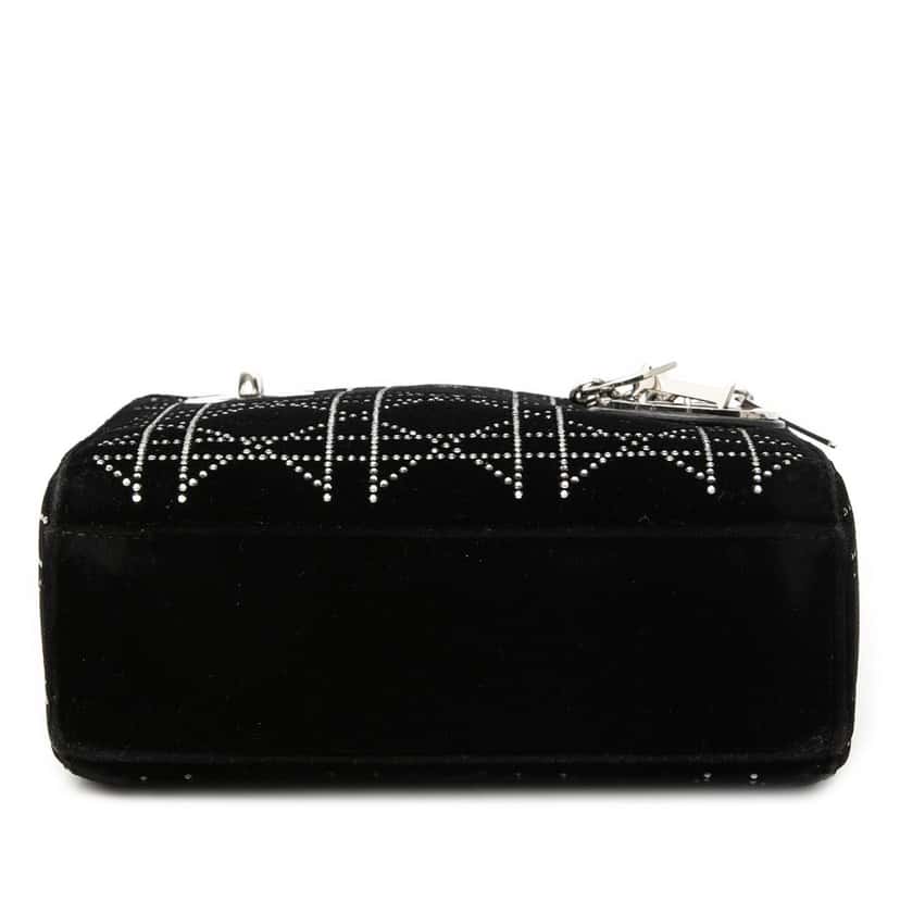 Dior Mini Velvet Cannage Strass Embellished Lady Dior Black Very good condition - Inside View