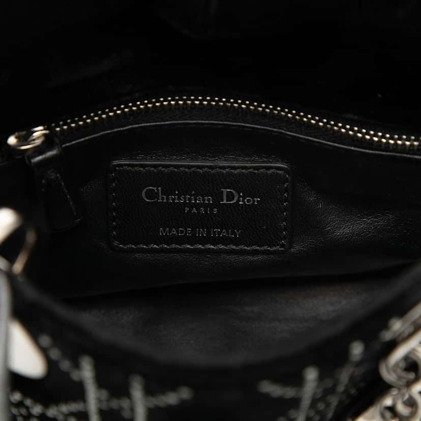 Dior Mini Velvet Cannage Strass Embellished Lady Dior Black Very good condition - Box View