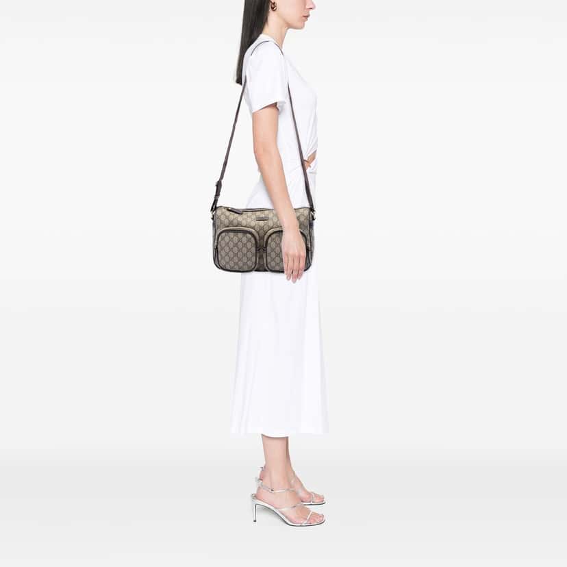 Gucci GG Supreme Double Pocket Crossbody Beige Very good condition - Box View