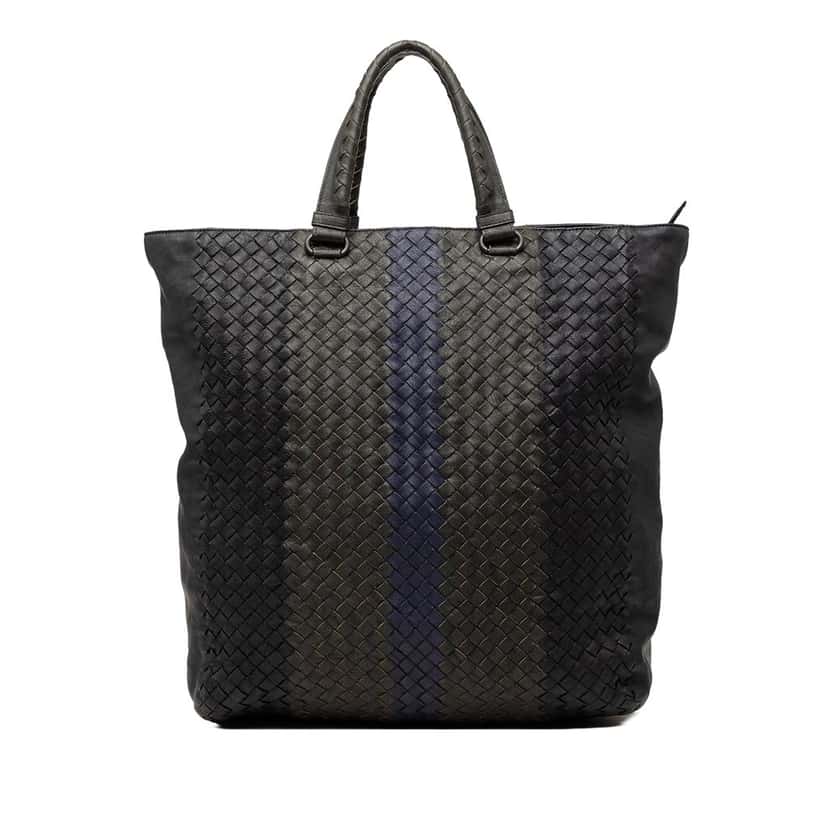 Bottega Veneta Tricolor Nappa Intrecciato Convertible Tote Black Leather Very good condition - Front View