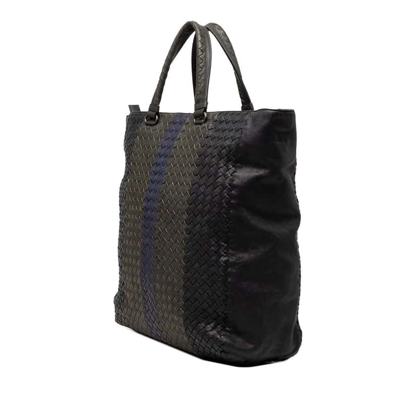 Bottega Veneta Tricolor Nappa Intrecciato Convertible Tote Black Leather Very good condition - Back View