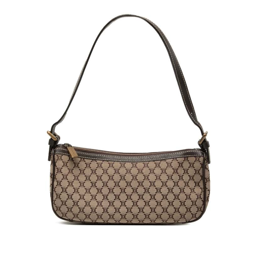 Celine Macadam Canvas Shoulder Bag Beige Very good condition - Front View