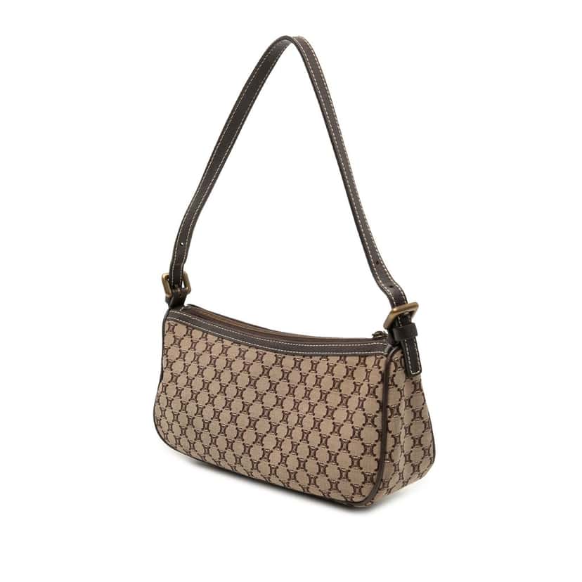 Celine Macadam Canvas Shoulder Bag Beige Very good condition - Back View