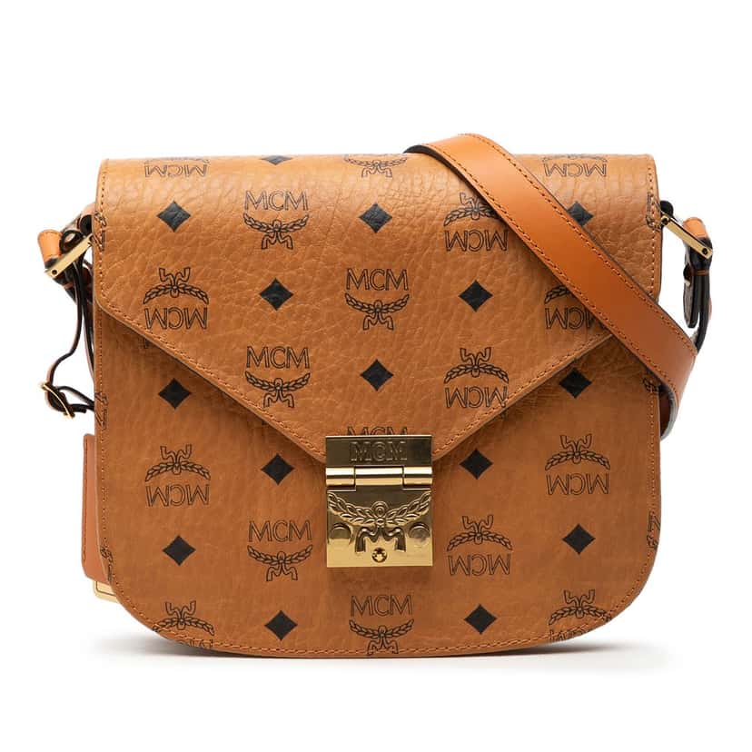 MCM Small Visetos Coated Canvas Patricia Crossbody Brown Very good condition - Front View