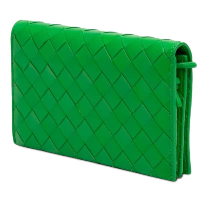 Bottega Veneta Nappa Intrecciato Wallet On Strap Green Leather Never worn - Back View