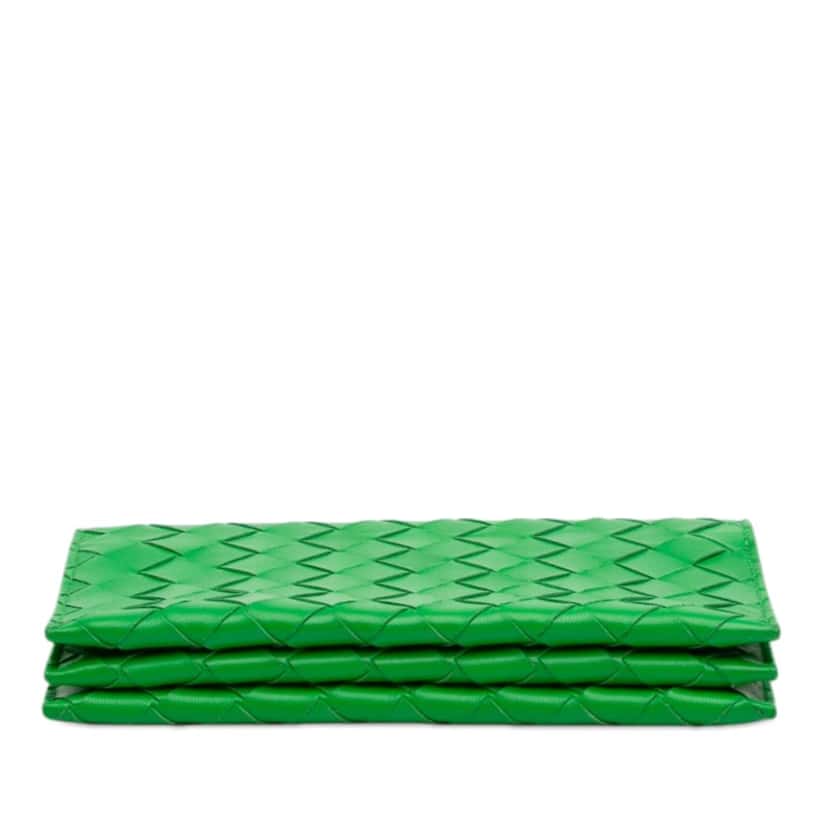 Bottega Veneta Nappa Intrecciato Wallet On Strap Green Leather Never worn - Inside View