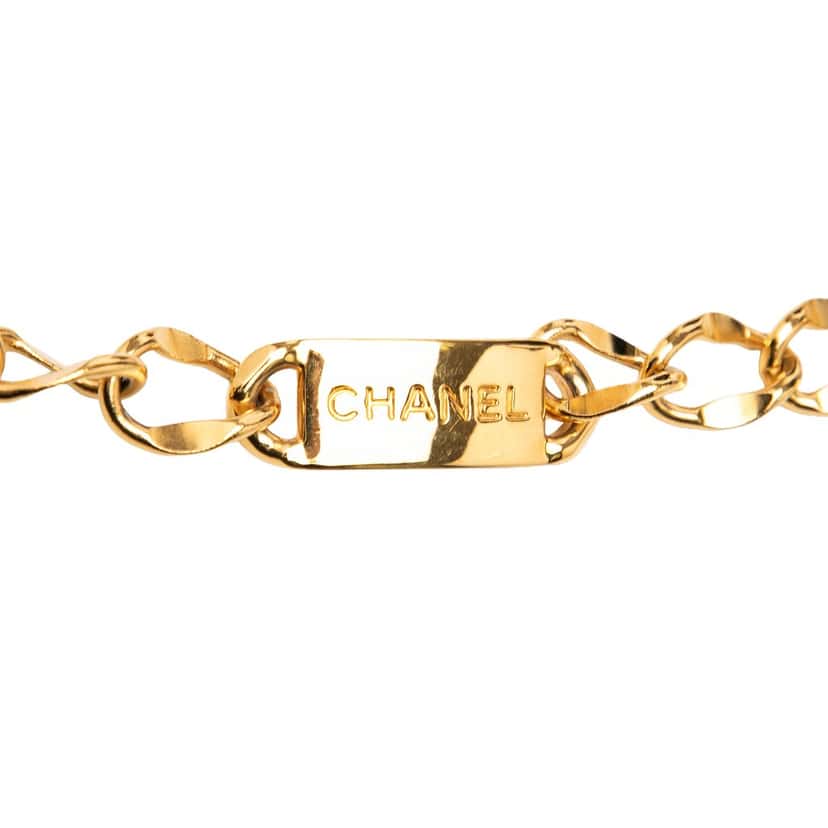Chanel CC Gold Plated Logo Plate Rue Cambon Medallion Chain Link Belt Gold Metal Very good condition - Inside View