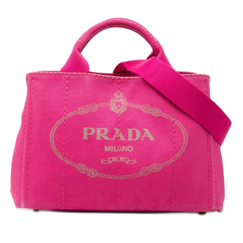 Prada Small Canvas Canapa Logo Satchel Pink Very good condition - Front View