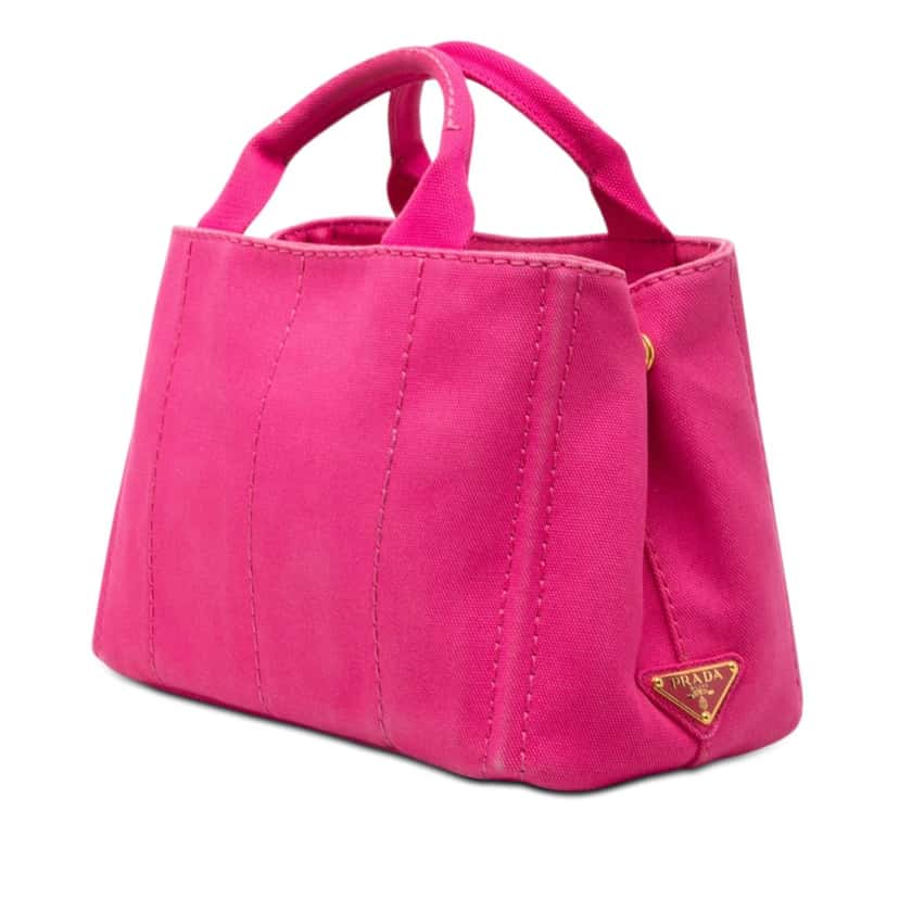 Prada Small Canvas Canapa Logo Satchel Pink Very good condition - Back View