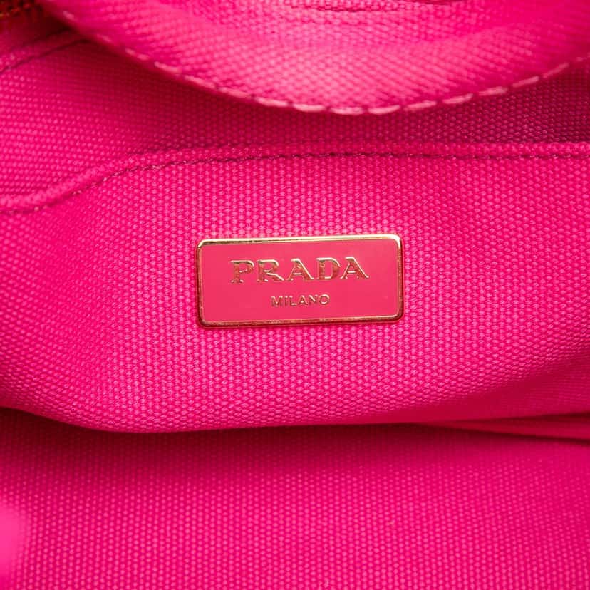 Prada Small Canvas Canapa Logo Satchel Pink Very good condition - Box View