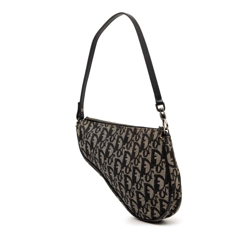 Dior Mini Diorissimo Canvas Saddle Pochette Black Very good condition - Back View