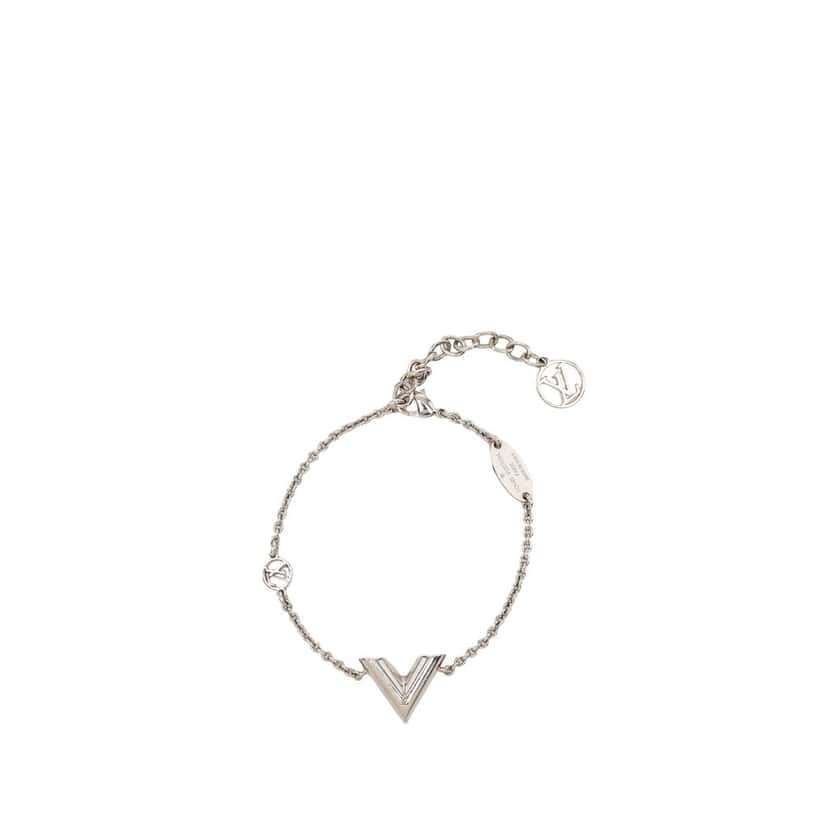 Louis Vuitton Brass Essential V Supple Bracelet Silver Metal Very good condition - Front View