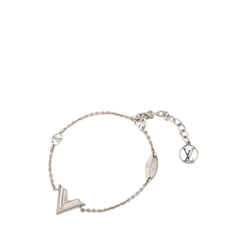 Louis Vuitton Brass Essential V Supple Bracelet Silver Metal Very good condition - Back View