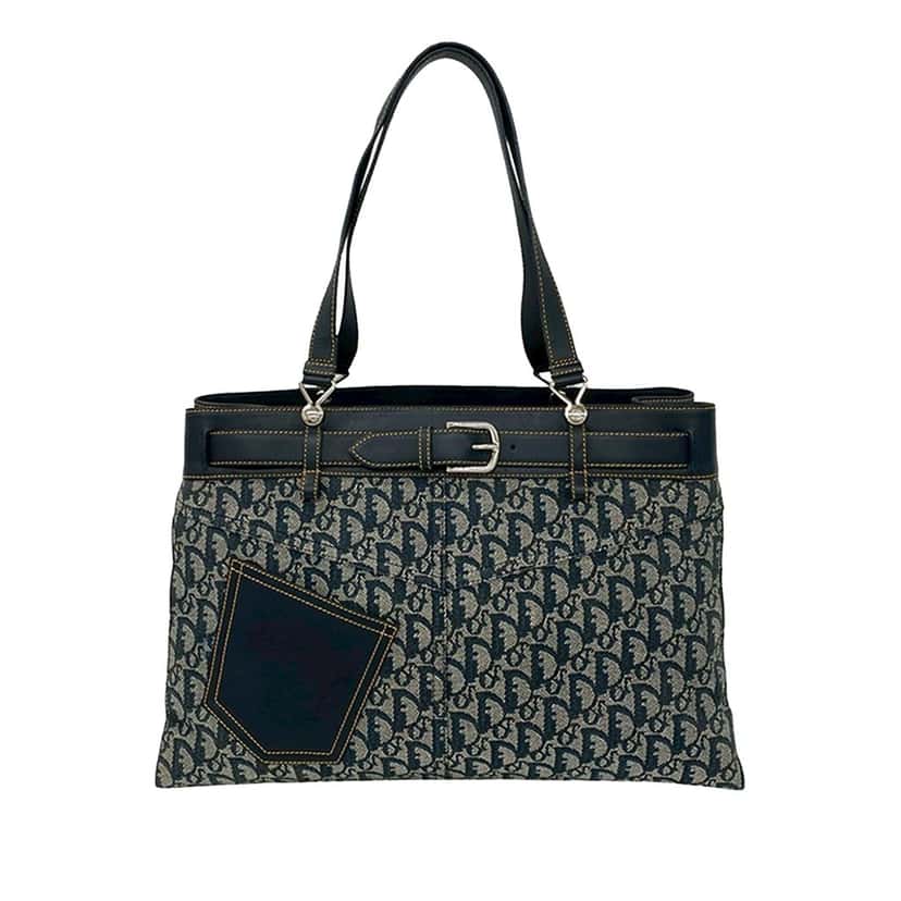 Dior Diorissimo Trotter Canvas Jeans Pocket Tote Blue Very good condition - Front View
