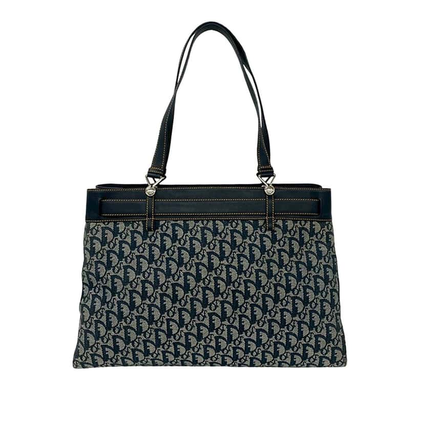 Dior Diorissimo Trotter Canvas Jeans Pocket Tote Blue Very good condition - Back View