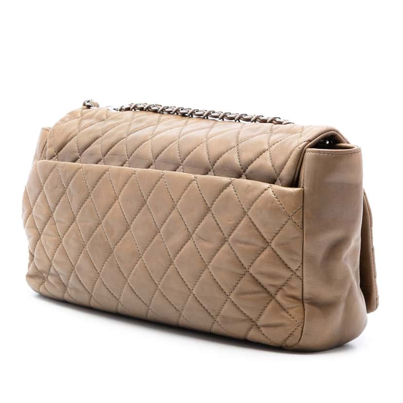 Chanel Jumbo Quilted Lambskin Coco Rain Flap Brown Leather Never worn, with tag - Back View