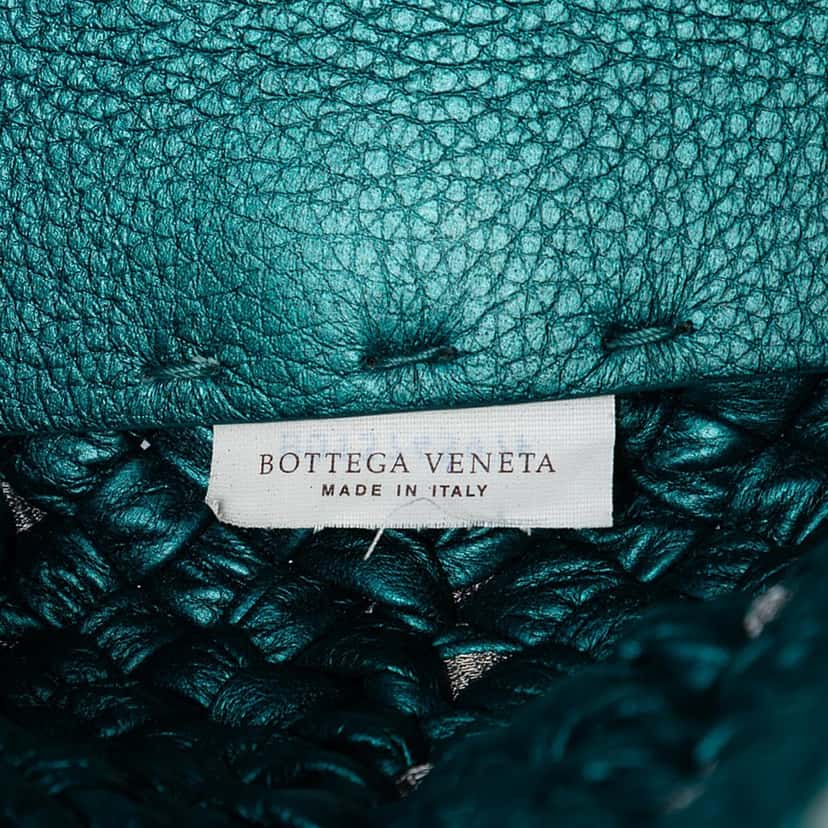 Bottega Veneta Medium Metallic Nappa Intrecciato Cesta Tote Blue Leather Very good condition - Box View