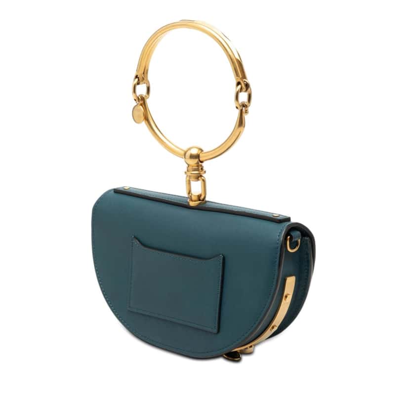 Chloé Mini Calfskin Nile Bracelet Satchel Blue Leather Very good condition - Back View