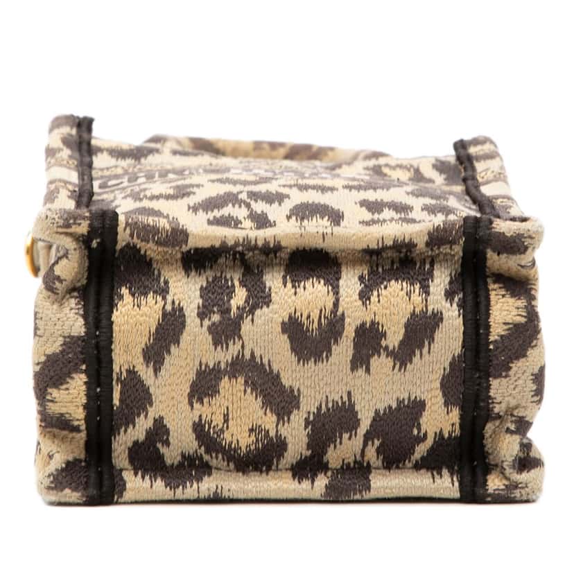 Dior Mizza Mini Embroidered Canvas Leopard Vertical Book Tote Beige Very good condition - Inside View