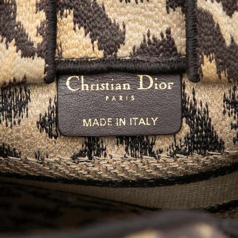 Dior Mizza Mini Embroidered Canvas Leopard Vertical Book Tote Beige Very good condition - Box View