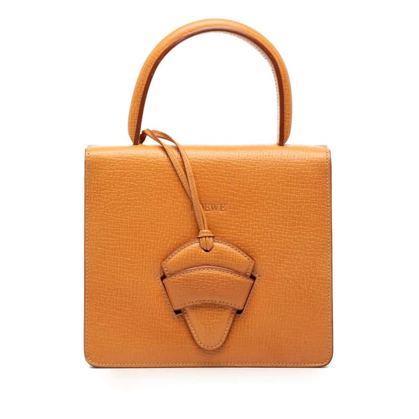 LOEWE Textured Leather Barcelona Top Handle Bag Brown Leather Very good condition - Front View