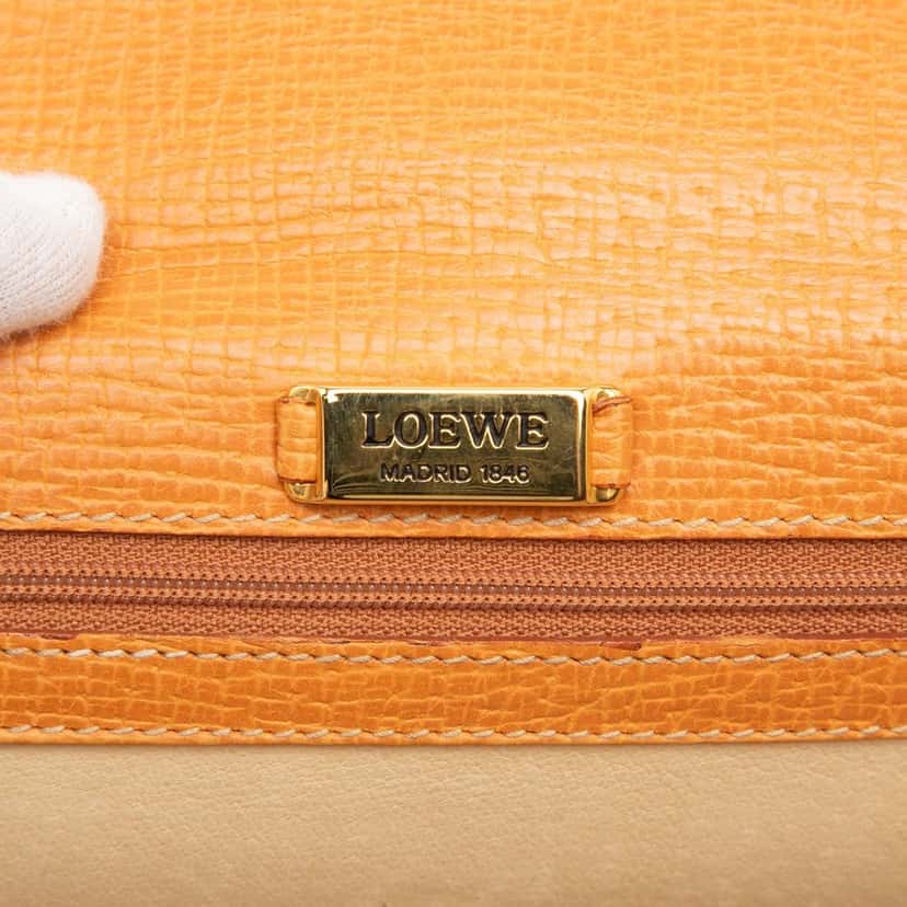LOEWE Textured Leather Barcelona Top Handle Bag Brown Leather Very good condition - Box View