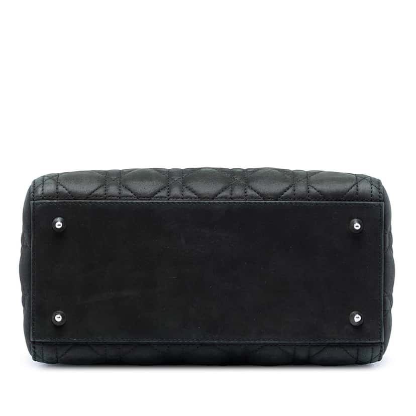 Dior Medium Iridescent Lambskin Cannage Lady Dior Black Leather Very good condition - Inside View