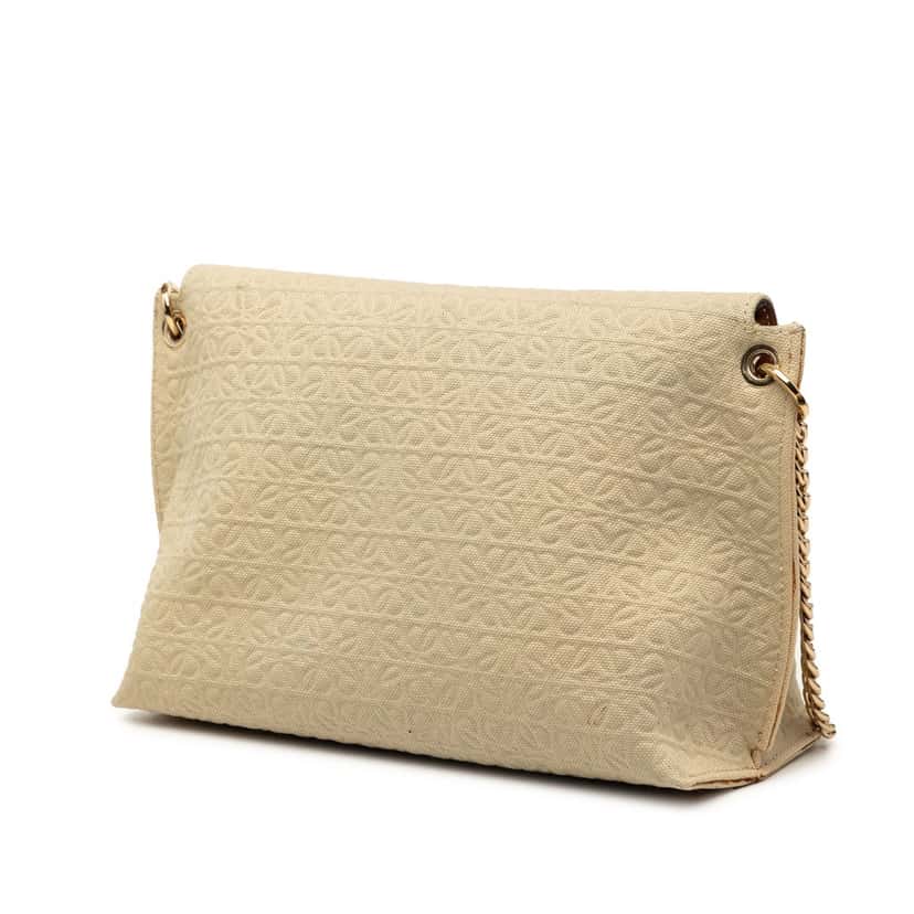 LOEWE Canvas Repeat Anagram Avenue Crossbody Beige Very good condition - Back View
