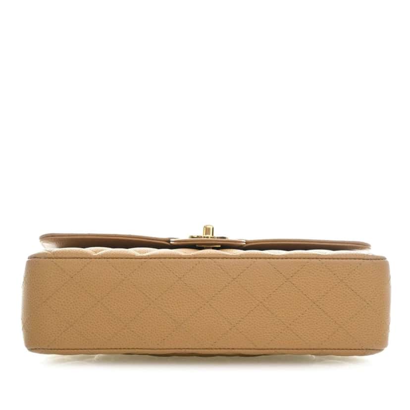Chanel Medium Classic Caviar Double Flap Brown Leather Very good condition - Inside View