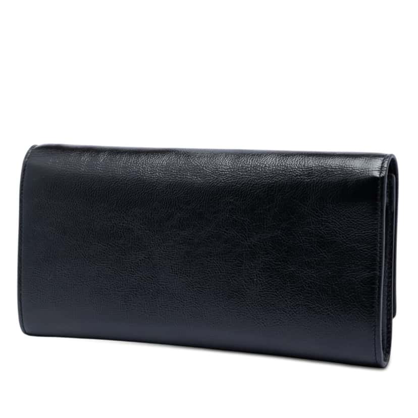 Saint Laurent Small Textured Patent Monogram Belle De Jour Clutch Black Leather Very good condition - Back View