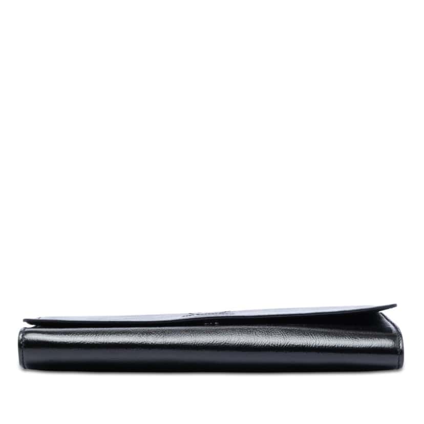 Saint Laurent Small Textured Patent Monogram Belle De Jour Clutch Black Leather Very good condition - Inside View