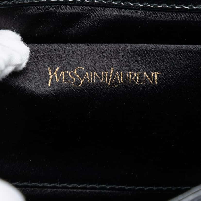 Saint Laurent Small Textured Patent Monogram Belle De Jour Clutch Black Leather Very good condition - Box View