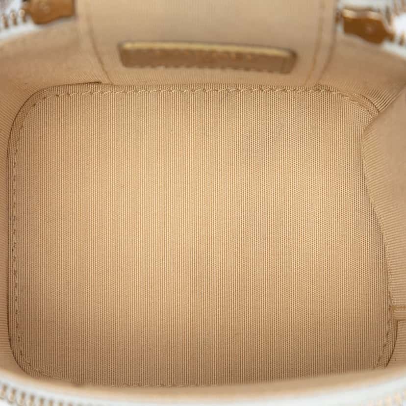 Chanel Mini Quilted Lambskin Pearl Crush Vanity Case With Chain White Leather Very good condition - Model View