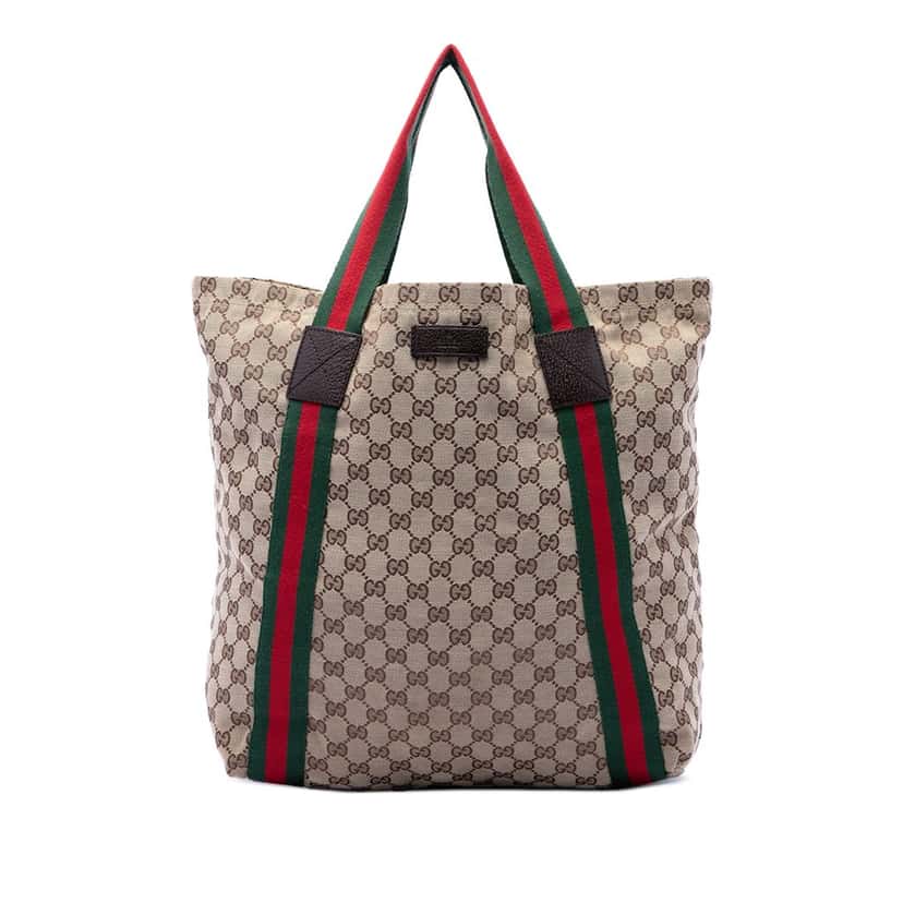 Gucci GG Canvas Web Tote Beige Very good condition - Front View