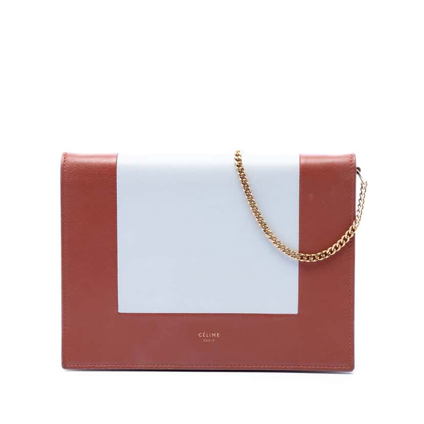 Celine Leather Frame Wallet on Chain Brown Leather Very good condition - Front View