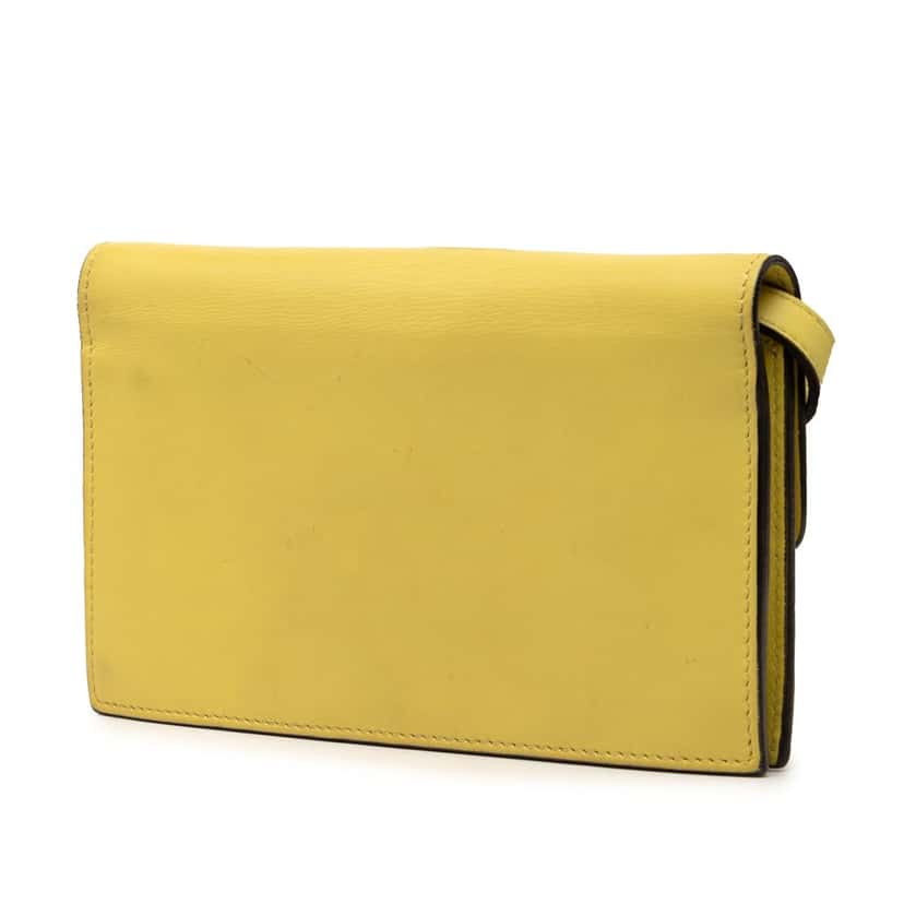 Gucci Calfskin Interlocking G Wallet on Chain Yellow Leather Very good condition - Back View