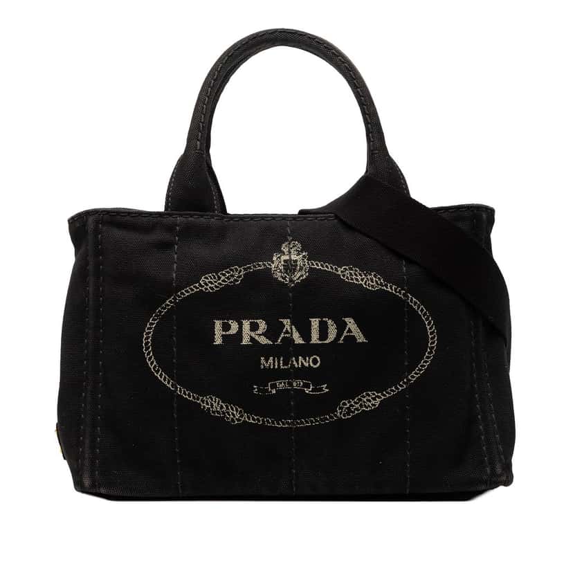 Prada Small Canvas Canapa Logo Satchel Black Very good condition - Front View