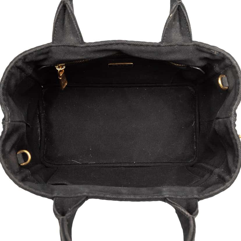 Prada Small Canvas Canapa Logo Satchel Black Very good condition - Model View