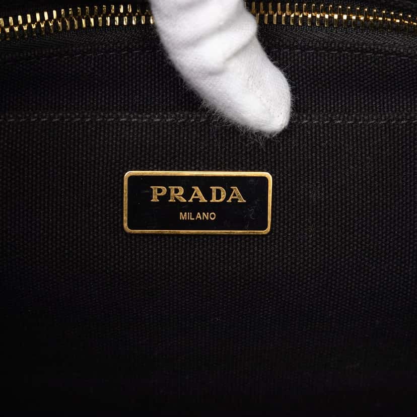 Prada Small Canvas Canapa Logo Satchel Black Very good condition - Box View