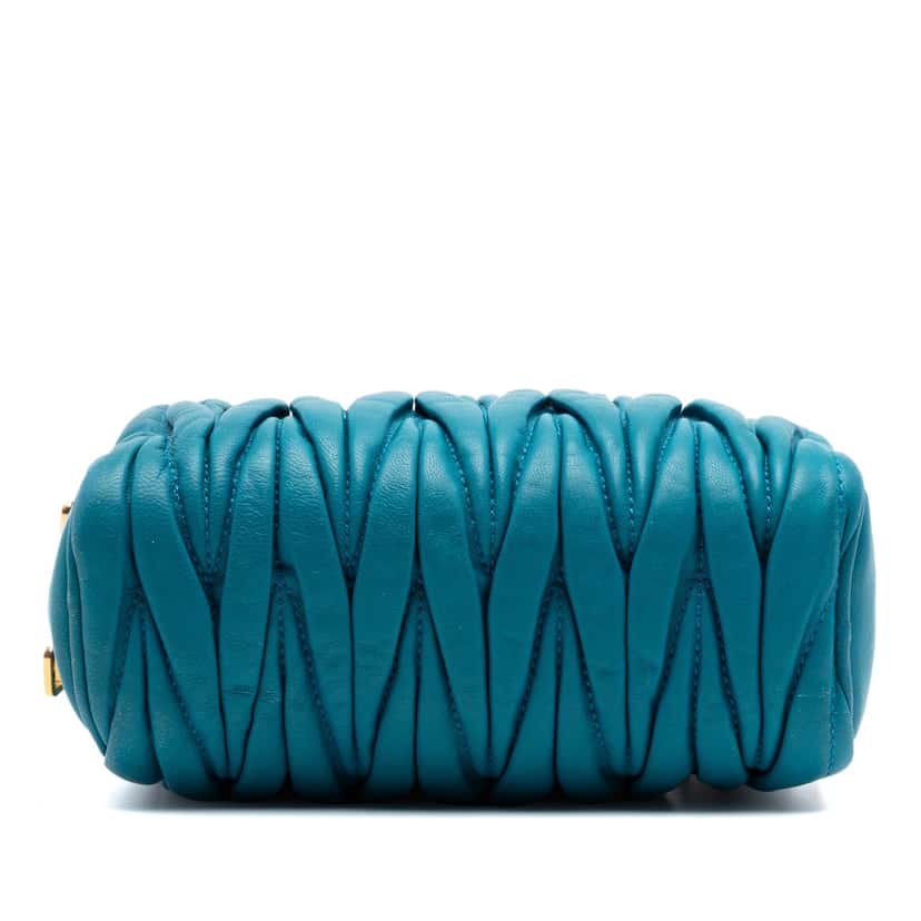 Miu Miu Quilted Leather Double Zip Camera Bag Blue Leather Very good condition - Inside View