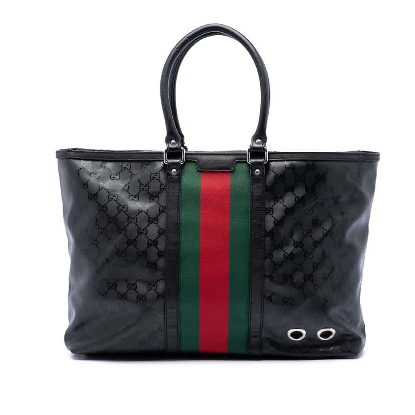 Gucci Fiat 500 Large GG Imprime Web Tote Black Good condition - Front View