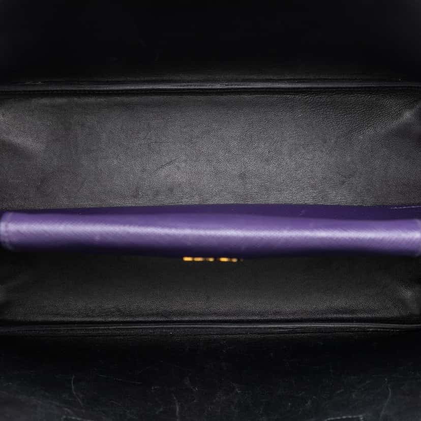 Prada Medium Saffiano Cuir Double Satchel Purple Leather Very good condition - Model View