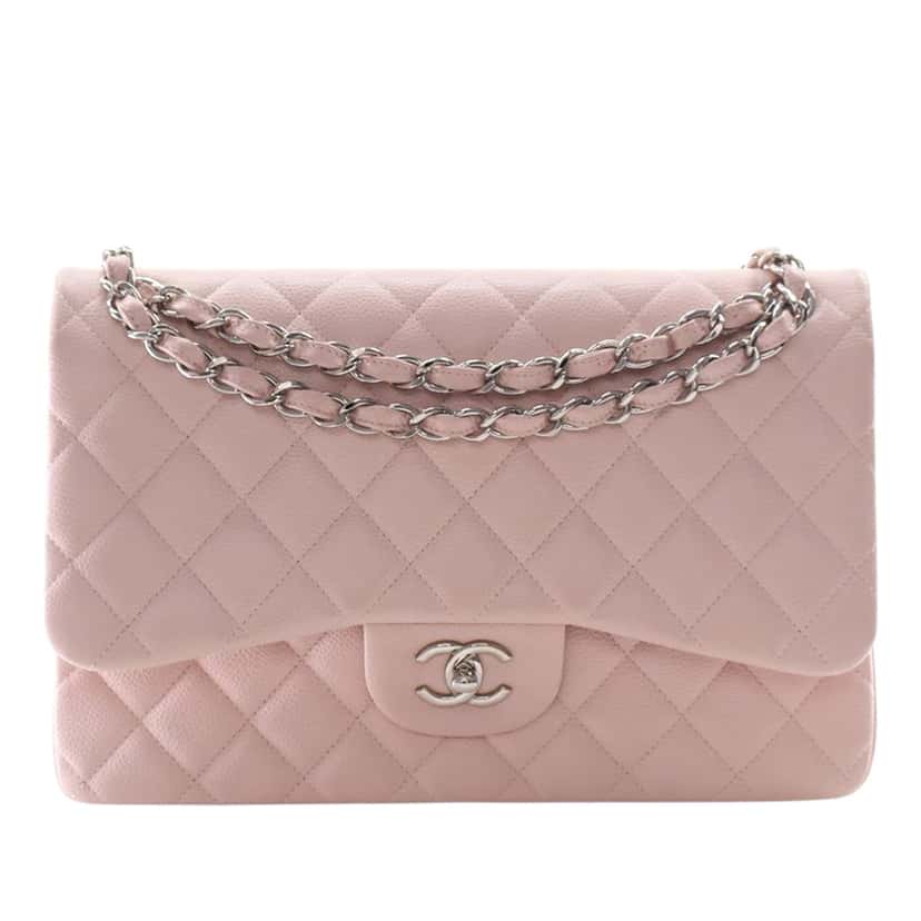 Chanel Jumbo Classic Caviar Double Flap Pink Leather Very good condition - Front View