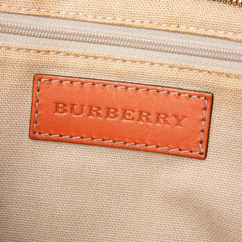 Burberry Small Haymarket Check Coated Canvas Honeywood Tote Beige Very good condition - Box View