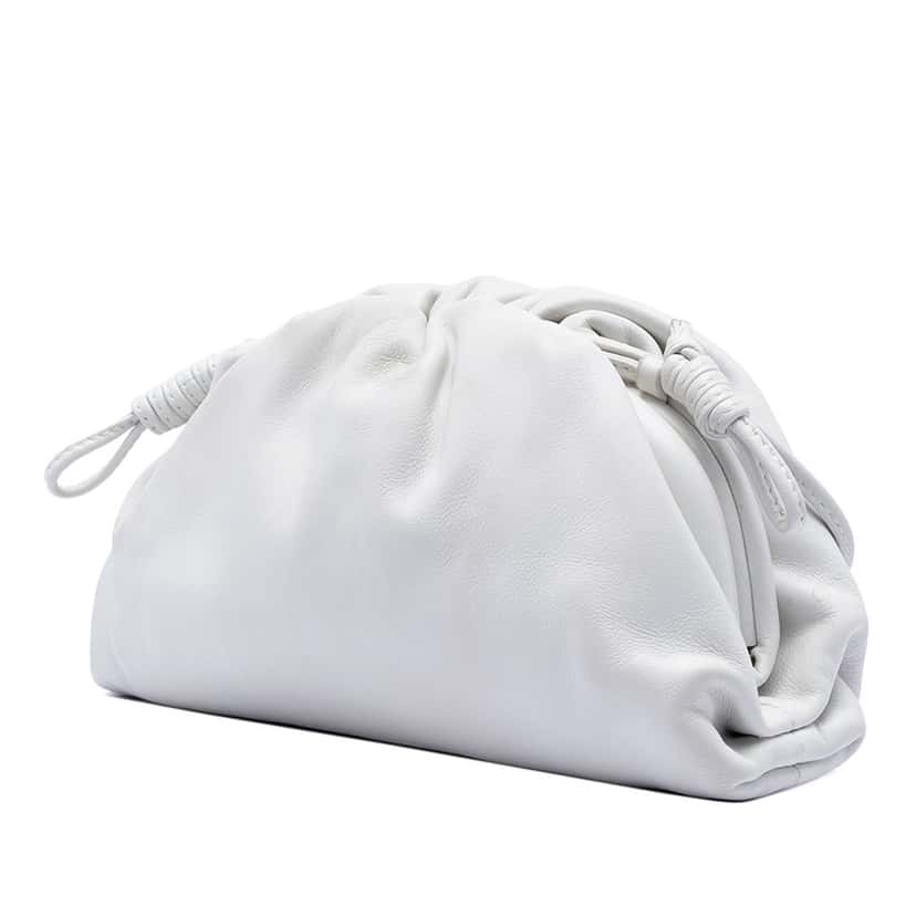 Bottega Veneta Lambskin The Mini Pouch Crossbody White Leather Very good condition - Back View