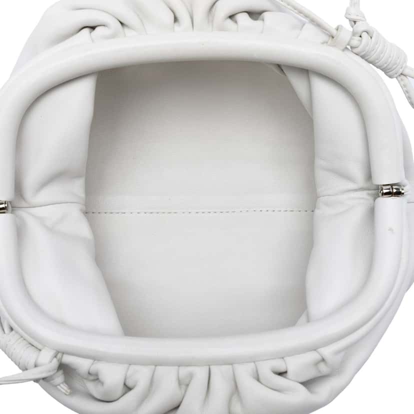 Bottega Veneta Lambskin The Mini Pouch Crossbody White Leather Very good condition - Model View
